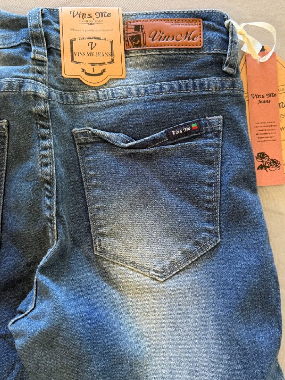 Vins Me Women's Skinny Ankle Stretch Mid-Rise Faded Blue Denim Jeans, Size 1 NWT - Picture 7 of 7